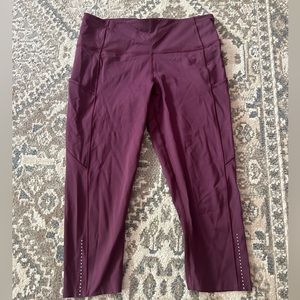 Maroon Lululemon Cropped Leggings
